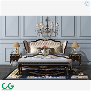 European style fabric double bed 3d model